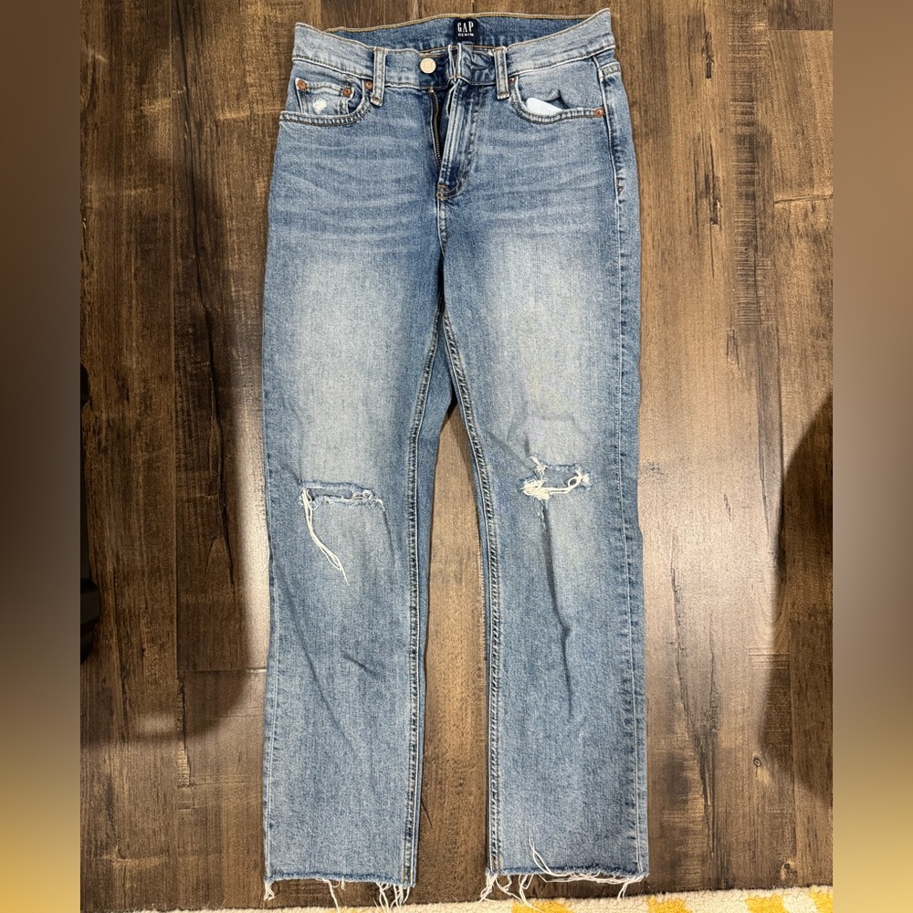 Gap cheeky straight jeans with distressing
